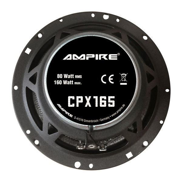 AMPIRE Koaxial-Lautsprecher mit 16mm Seidenkalotte, ohne Gitter, 16.5cm (Paar)