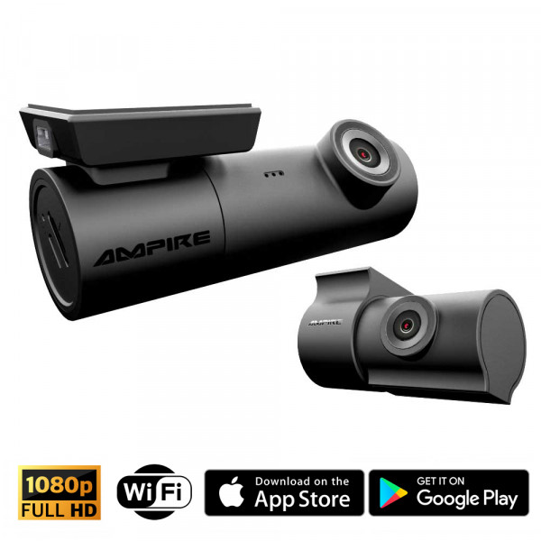 AMPIRE Dual-Dashcam in 1080p (Full-HD) Auflösung, WiFi und GPS