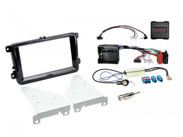 2-DIN Kit Seat/Skoda/VW Lenkradfernbedienungsadapter/Antenne(Set) Klavierlack