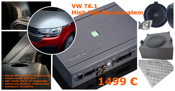 VW T6.1 Soundsystem mit Alpine Lautsprecher ,Verstärker und Subwoofer
