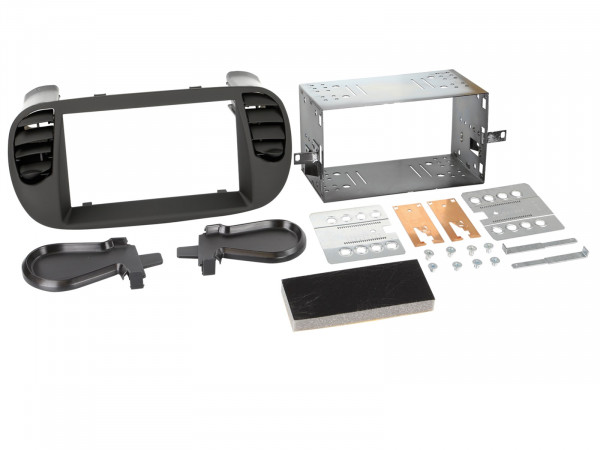2-DIN Radioblende Fiat 500 10/2007-07/2015 schwarz matt