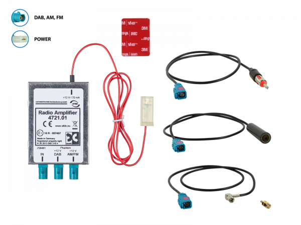 Antennensplitter AM/FM DAB+ DIN(f)>DIN(m)/SMA(m)/SMB(f)