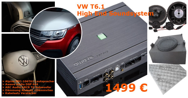 VW T6.1 Soundsystem mit Steg Lautsprecher ,Verstärker und Subwoofer