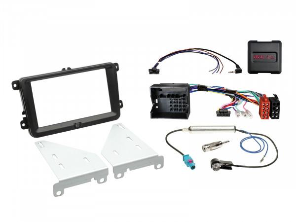 2-DIN Kit Seat/Skoda/VW Fahrzeuge Lenkradfernbedienungsadapter/Antenne schwarz