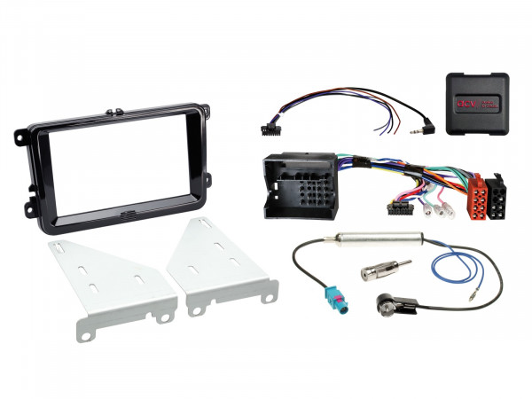 2-DIN Kit Seat/Skoda/VW Lenkradfernbedienungsadapter/Antenne Klavierlack